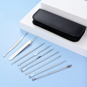 9-Piece Stainless Steel Acne & Blackhead Extractor Kit
