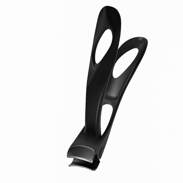 Ergonomic Curved Nail Clipper – Matte Black Stainless Steel - Image 2