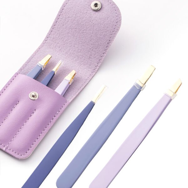 Lilac Luxe 3-Piece Beauty Tool Set – Flat, Slant & Point Tweezer Clips - Image 3