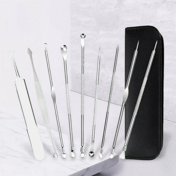 9-Piece Stainless Steel Acne & Blackhead Extractor Kit - Image 5