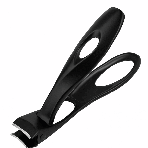 Ergonomic Curved Nail Clipper – Matte Black Stainless Steel